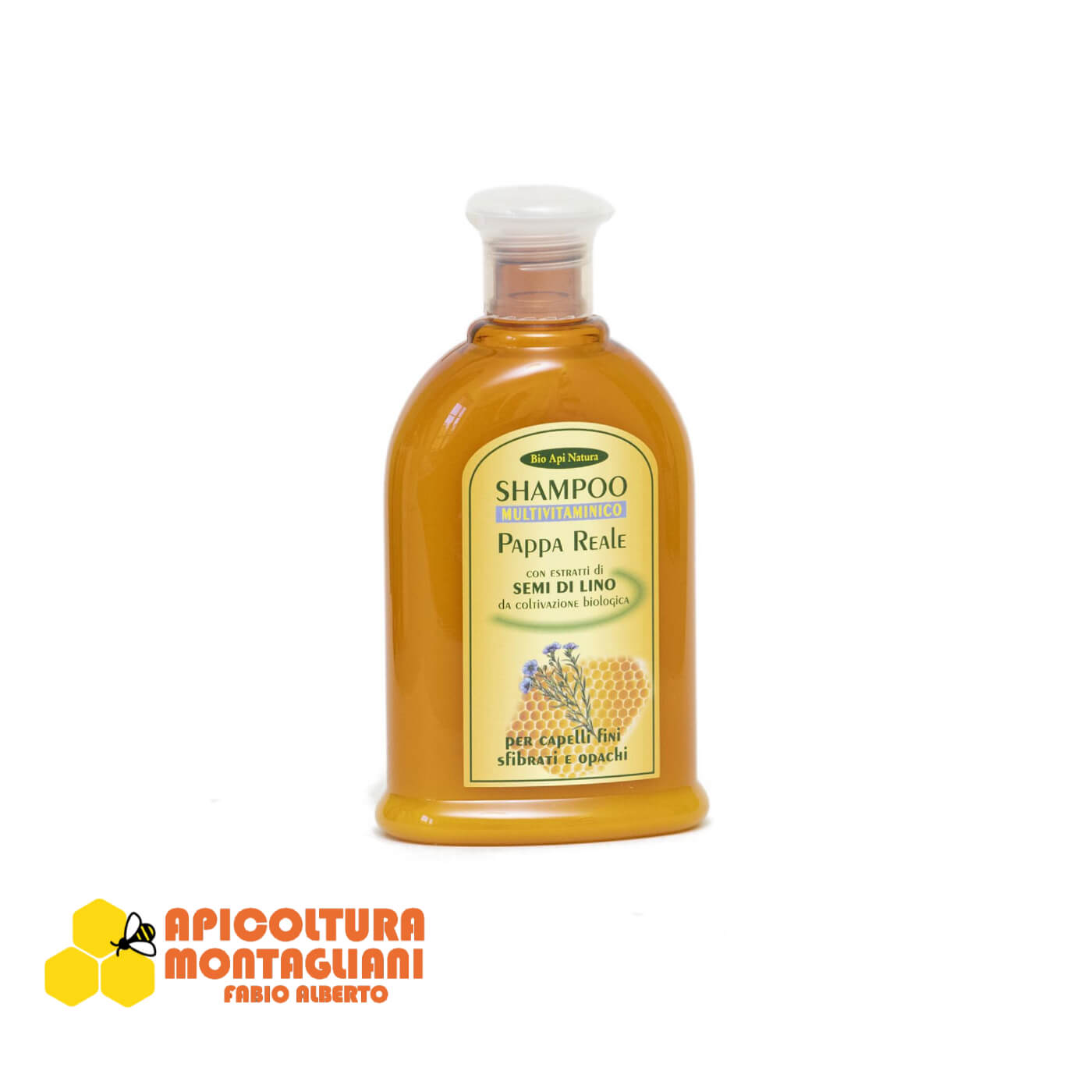 Shampoo multivitaminico pappa reale con estratti di semi di lino