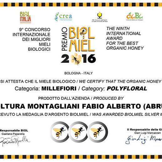 Attestato Biol Miel 2016 Polyfloral